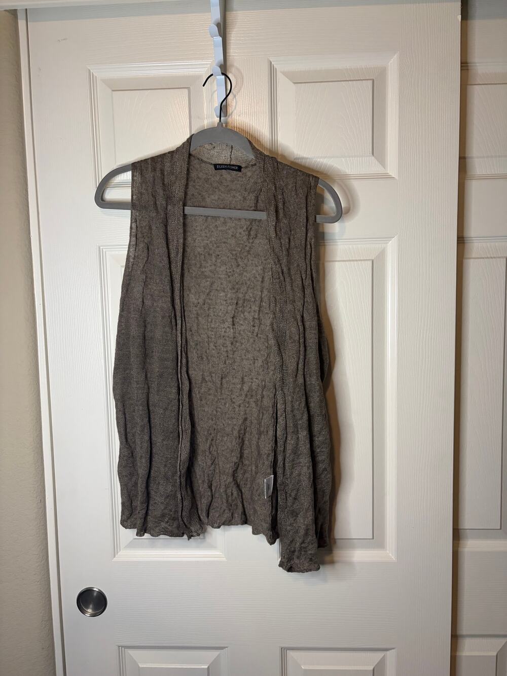 Women’s Eileen Fisher Linen/Metallic Sleeveless Brown Sweater L